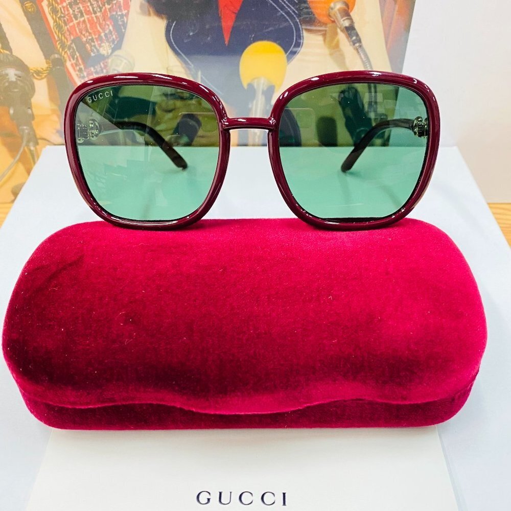NWT Gucci GG0893S-003 Red Oversized 57mm Sunglasses - Picture 4 of 11